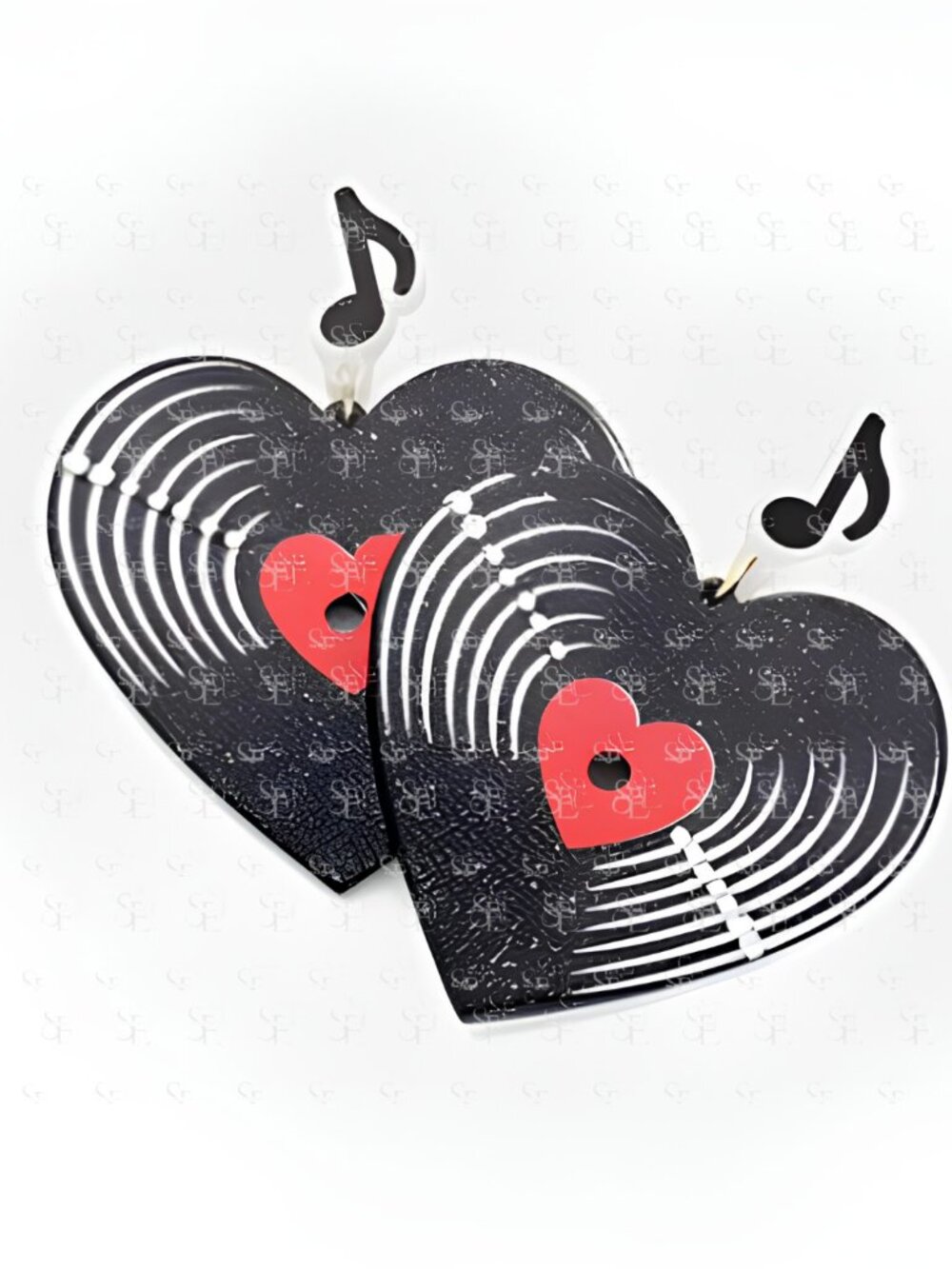 🎵 Vinyl Record Heart Statement Earrings